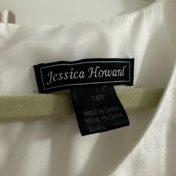 Jessica Howard linen blend white sleeveless dress 14p A-line party summer classy - Picture 2 of 4